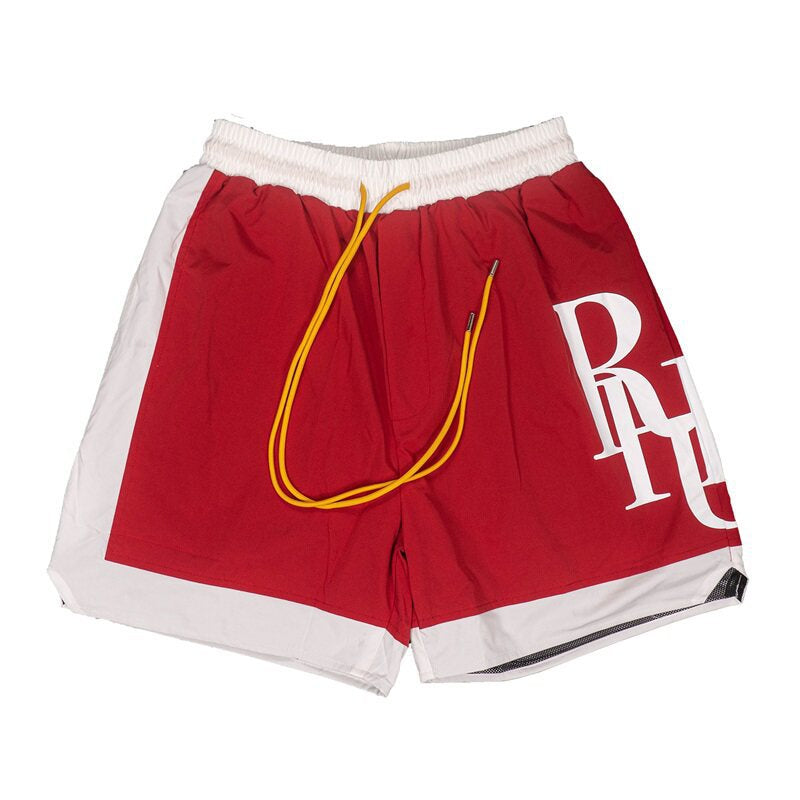 RHUDE 3M Reflective Letter Sports Shorts - Unisex High Street Beach Pants