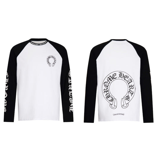 Ch Heart High-Quality Double Yarn Pure Cotton Unisex Printed Long Sleeve T-Shirt
