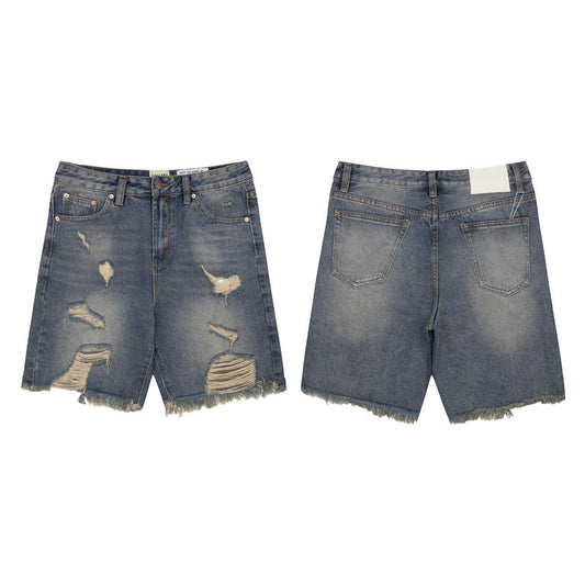 Jeans 2025 Spring and Autumn New Men's plus Size Loose European and American Fashion Street Fashion Shorts