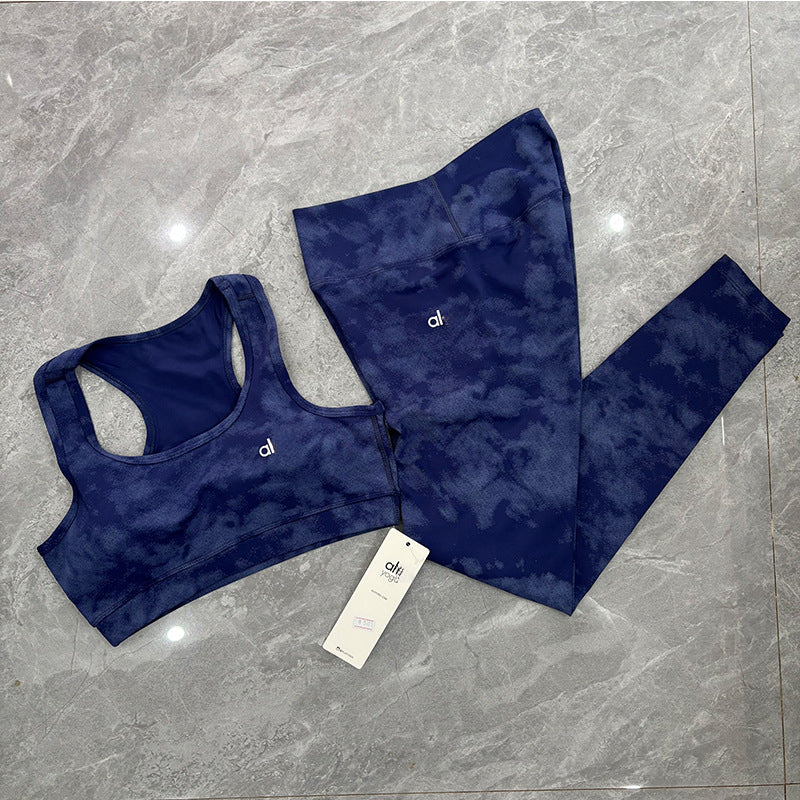 a-l-O Sports Fitness Wear Women's Yoga Sports Bra Camisole Style Underwear Elastic Beauty Back Tight-Fitting Tie-Dye Top