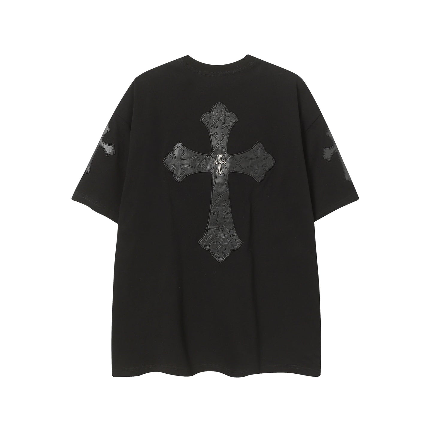 2025 New CHRM Heart Cross Sanskrit Patch Print Embroidery Loose Short Sleeve for Men and Women