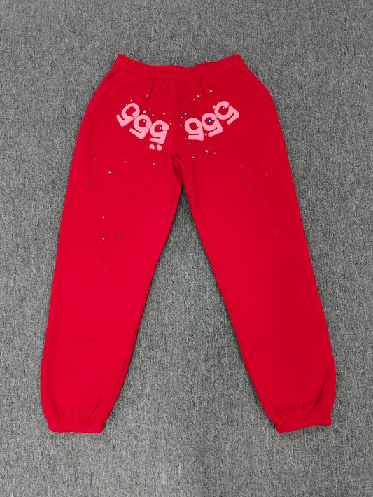 [Fleece Lined]Young Thug American Style Brand Sp5DER 555555 Spider Web Foam Print Casual Unisex Sweatpants