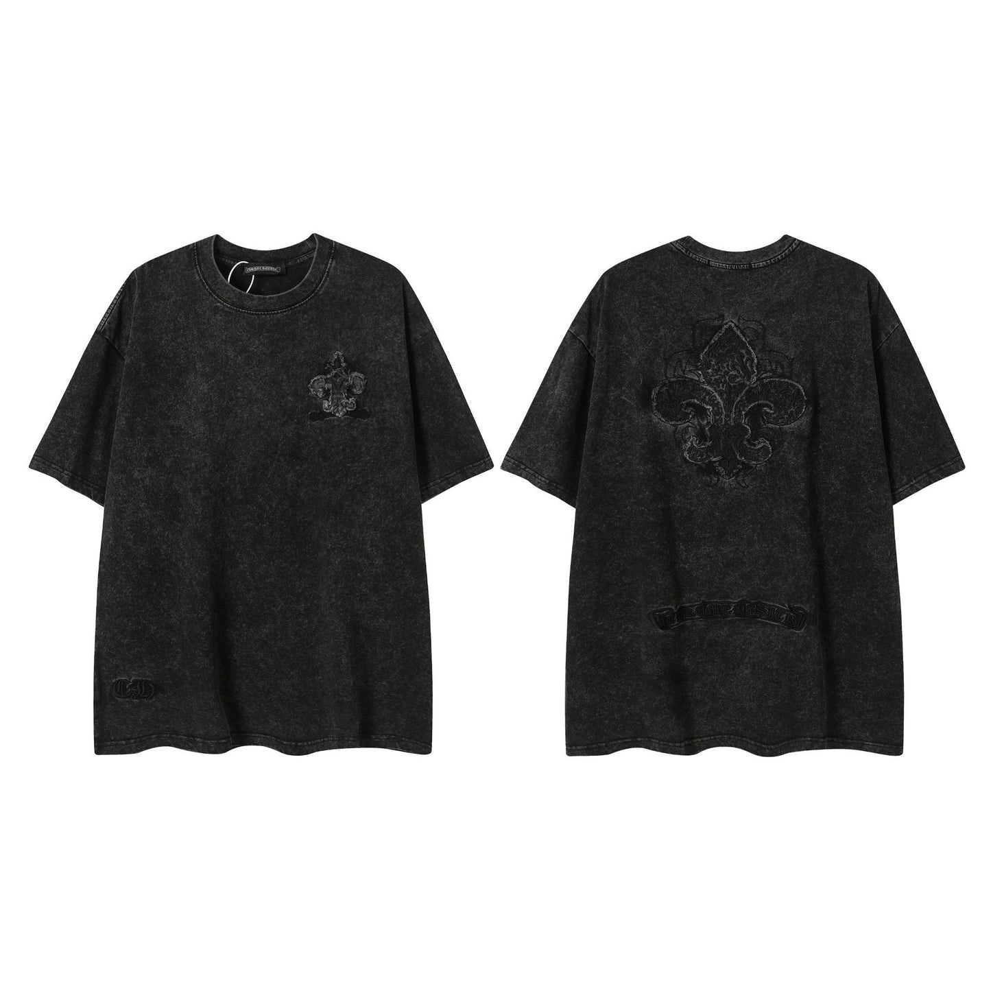 2025 New CHRM Heart Cross Sanskrit Patch Print Embroidery Loose Short Sleeve for Men and Women(2)
