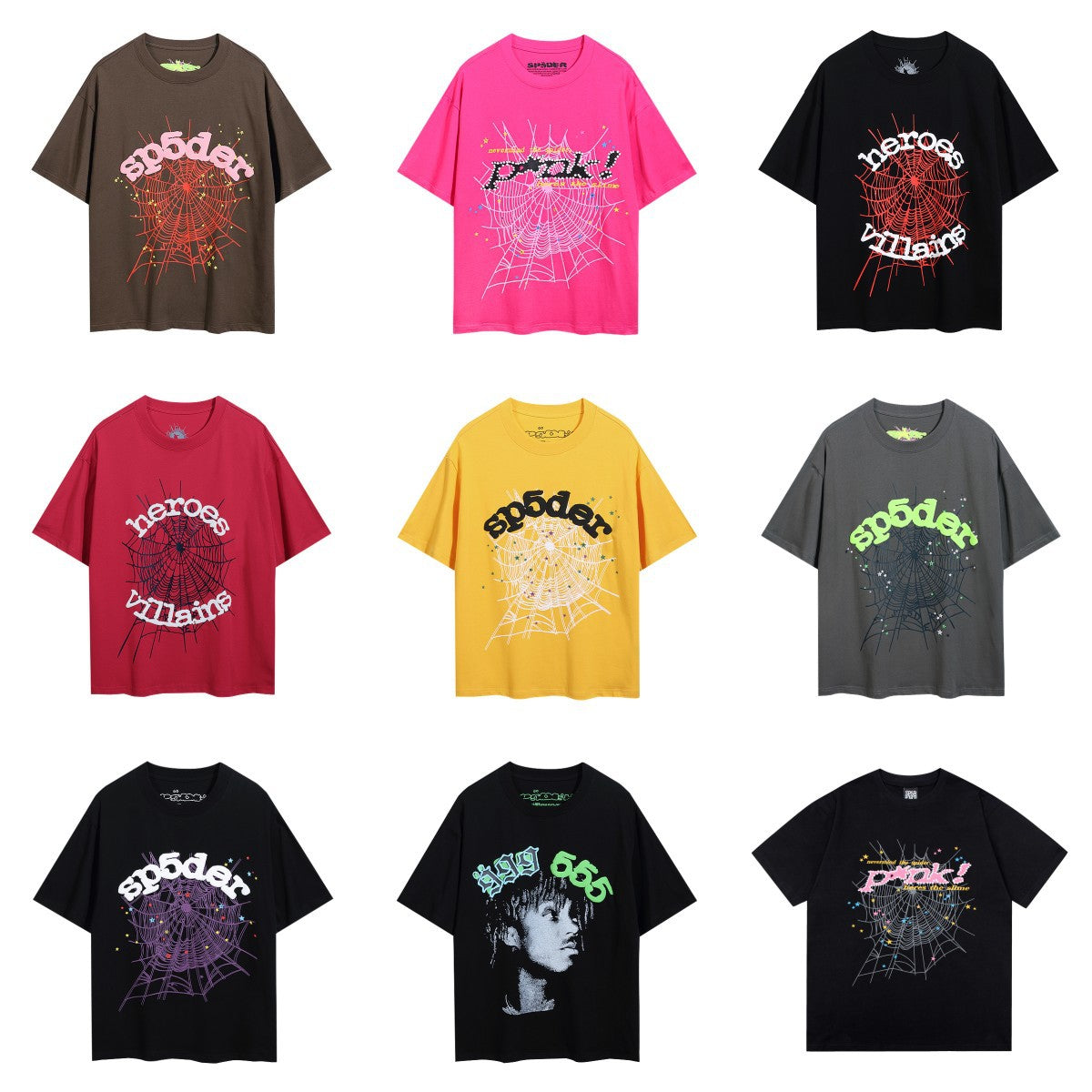 2025 New European and American Fashion Brand Male and Female Couples Wear plus Size Loose SP5-Der Spider Web Printed Short Sleeve T-shirt