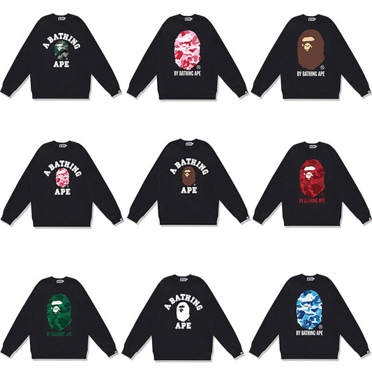 GMabcd Terry Sweatshirt for Men, Autumn and Winter Long Sleeve Letter Print Loose Round Neck Pullover Casual Top Trendy