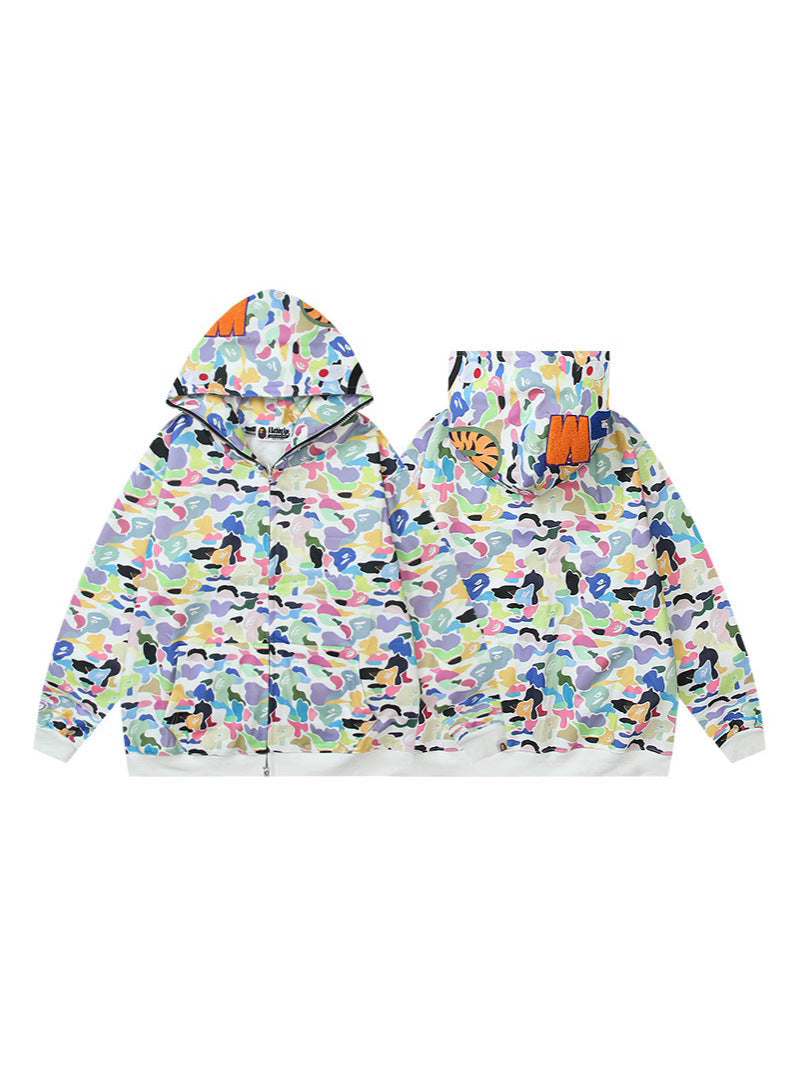 Baby Apee Shark Camo Zip Hoodie - Unisex Streetwear Jacket