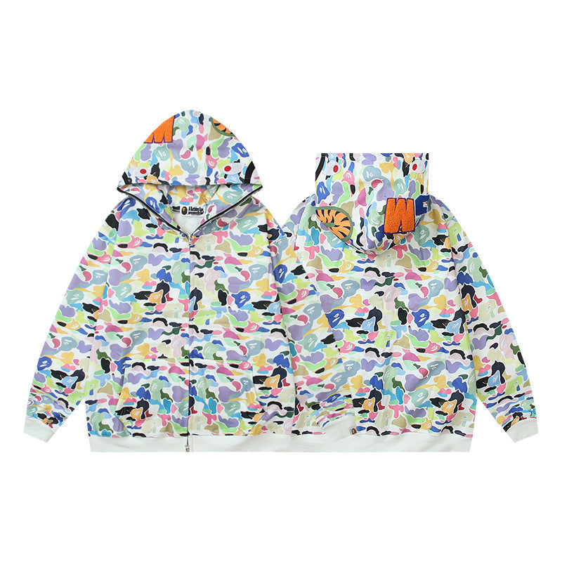 Baby Apee Shark Camo Zip Hoodie - Unisex Streetwear Jacket