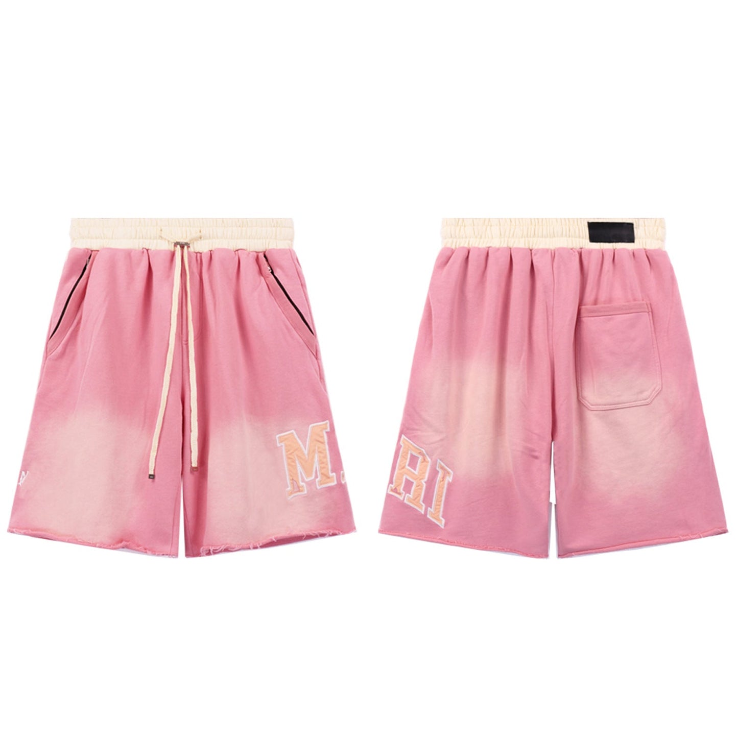 Ami Summer Washed and Worn Casual Letter American T-shirt Loose Men's and Women's Same Shorts Suit