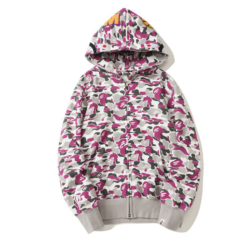 Baby Apee Shark Camo Zip Hoodie - Unisex Streetwear Jacket