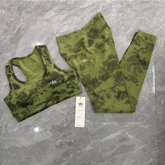 a-l-O  Sports Fitness Wear Women's Yoga Sports Bra Camisole Style Underwear Elastic Beauty Back Tight-Fitting Tie-Dye Top