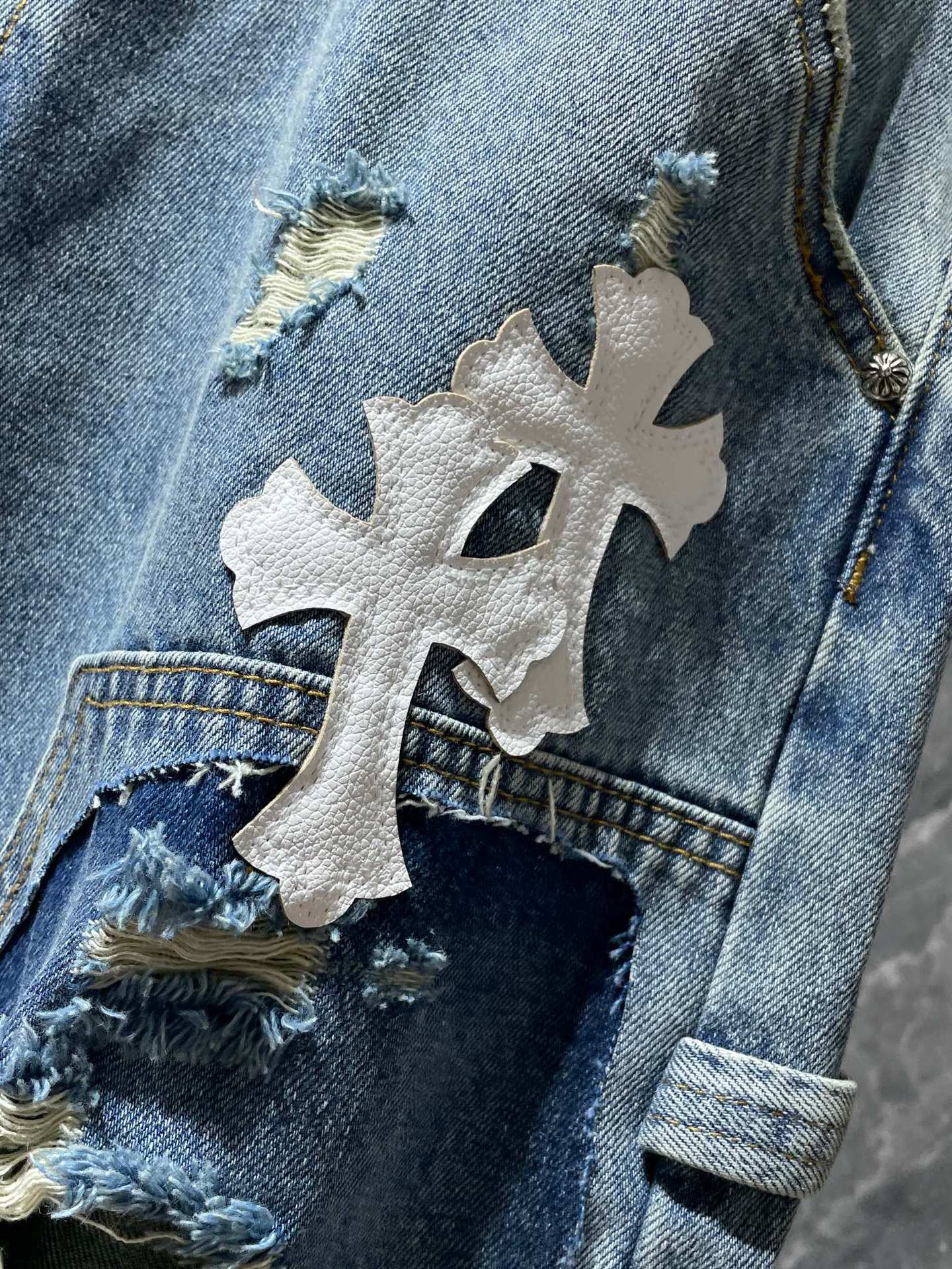 26ss Ch Heavy Industry Cross Patch Denim Shorts Couple Shorts