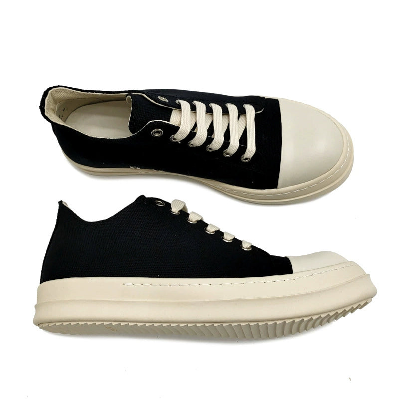 Black canvas low-top platform sneakers image 1