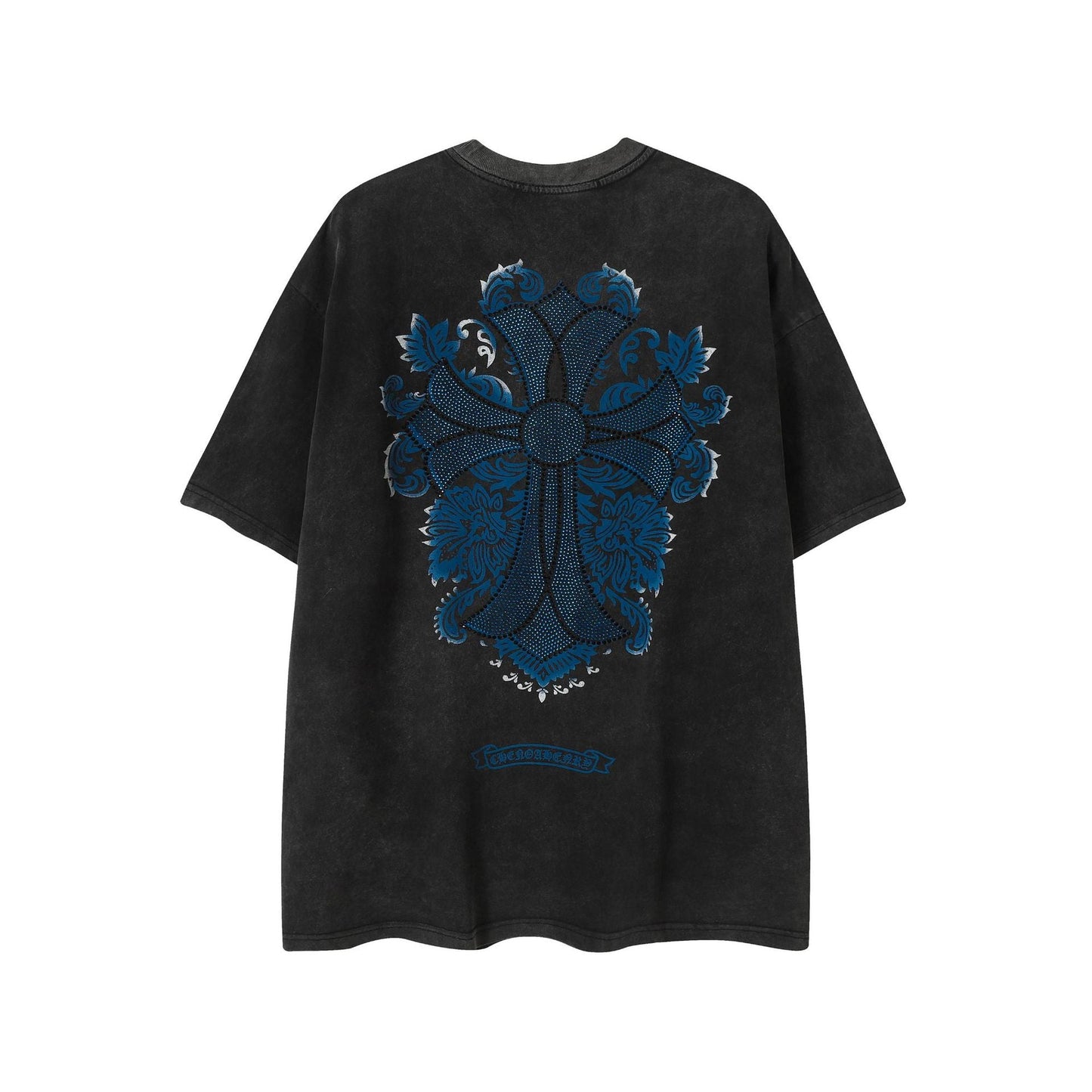 2025 New CHRM Heart Cross Sanskrit Patch Print Embroidery Loose Short Sleeve for Men and Women(2)