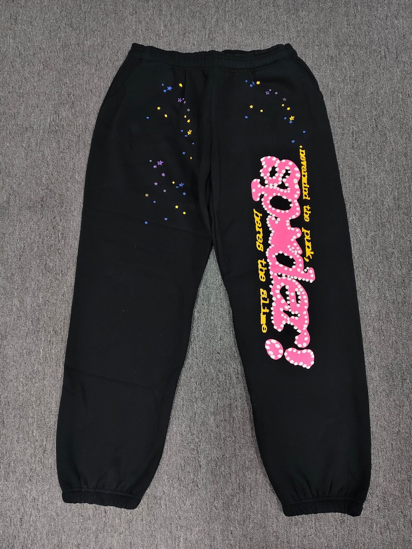 [Fleece Lined]Young Thug American Style Brand Sp5DER 555555 Spider Web Foam Print Casual Unisex Sweatpants