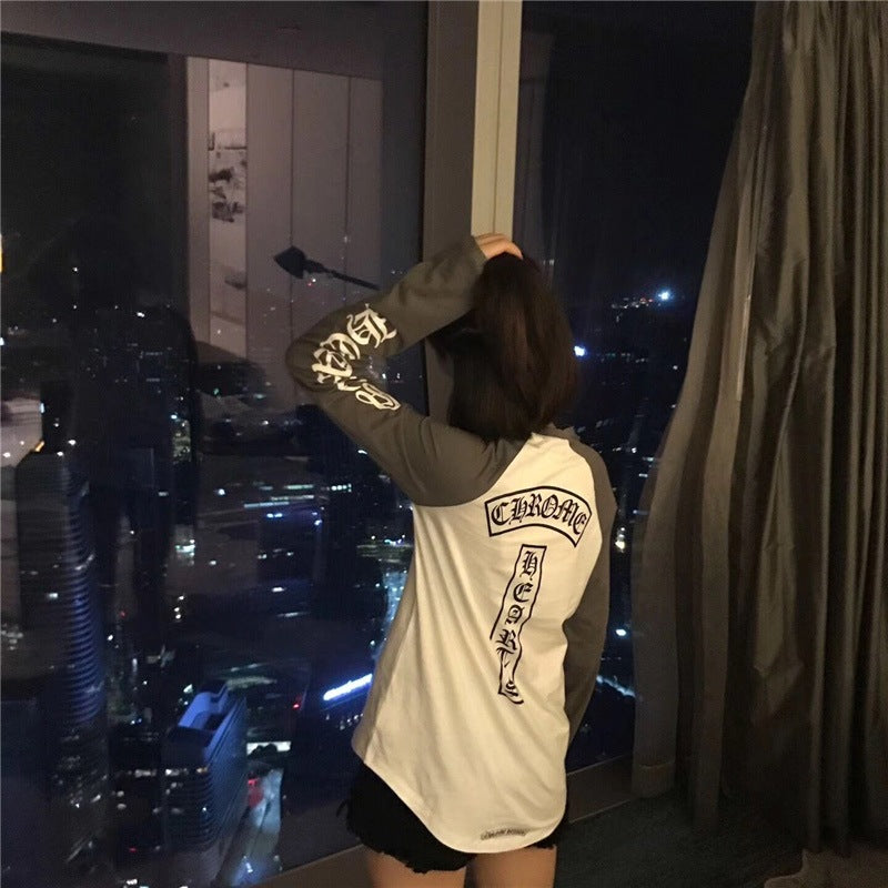 Ch Hearts 25SS Color Block Raglan Long Sleeve T-Shirt - Unisex Cotton Tee