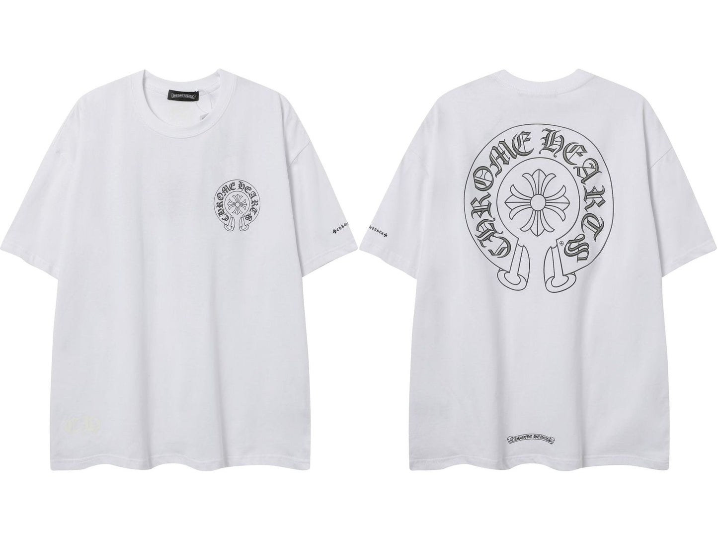 2025 New CHRM Heart Cross Sanskrit Patch Print Embroidery Loose Short Sleeve for Men and Women(2)