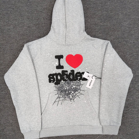 Gmsp5der Sweater Spider Web Love Pullover Hooded Sweater Men's and Women's Hoodies[High Quality]