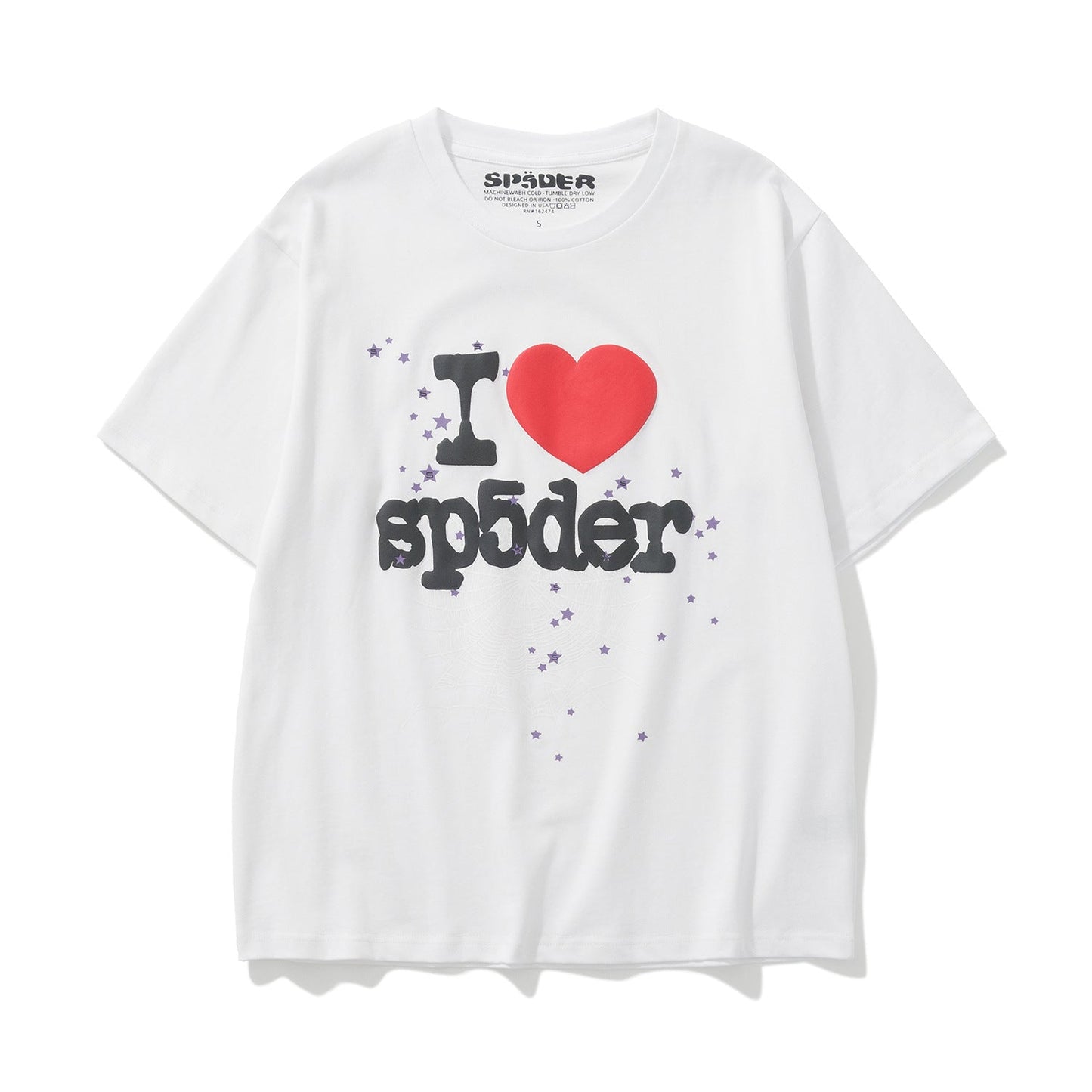 2025 New European and American Fashion Brand Male and Female Couples Wear plus Size Loose SP5-Der Spider Web Printed Short Sleeve T-shirt