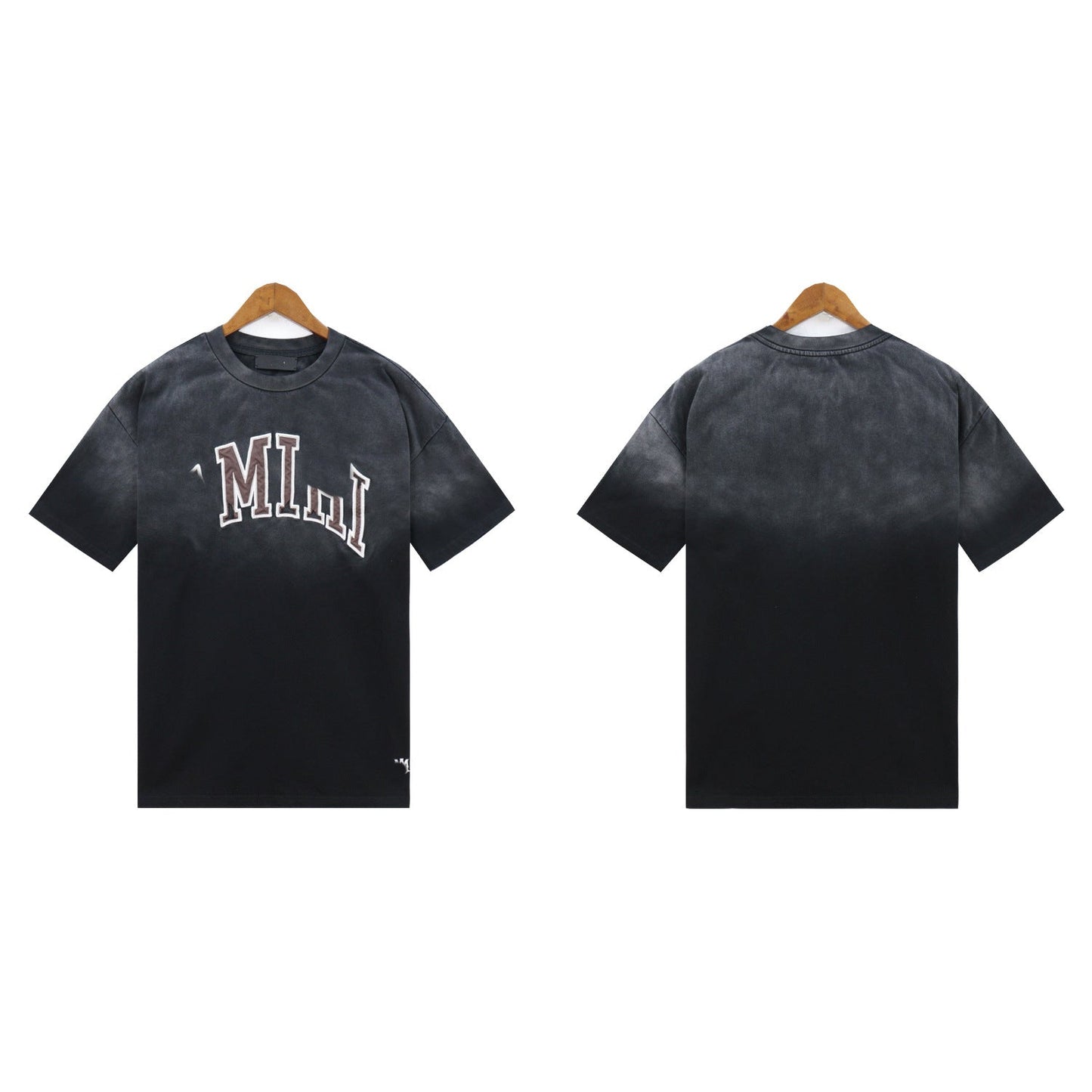 Ami Summer Washed and Worn Casual Letter American T-shirt Loose Men's and Women's Same Shorts Suit