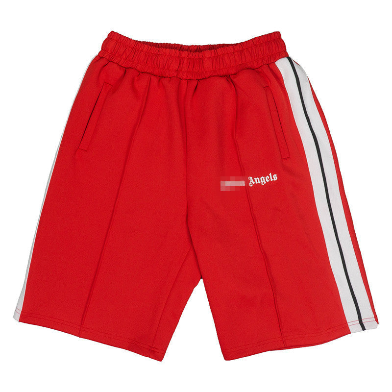 PA Angel Trendy Brand Striped Rainbow Ribbon Shorts Unisex Couple Fog High Street Palm Tree Loose Five-Point Pants