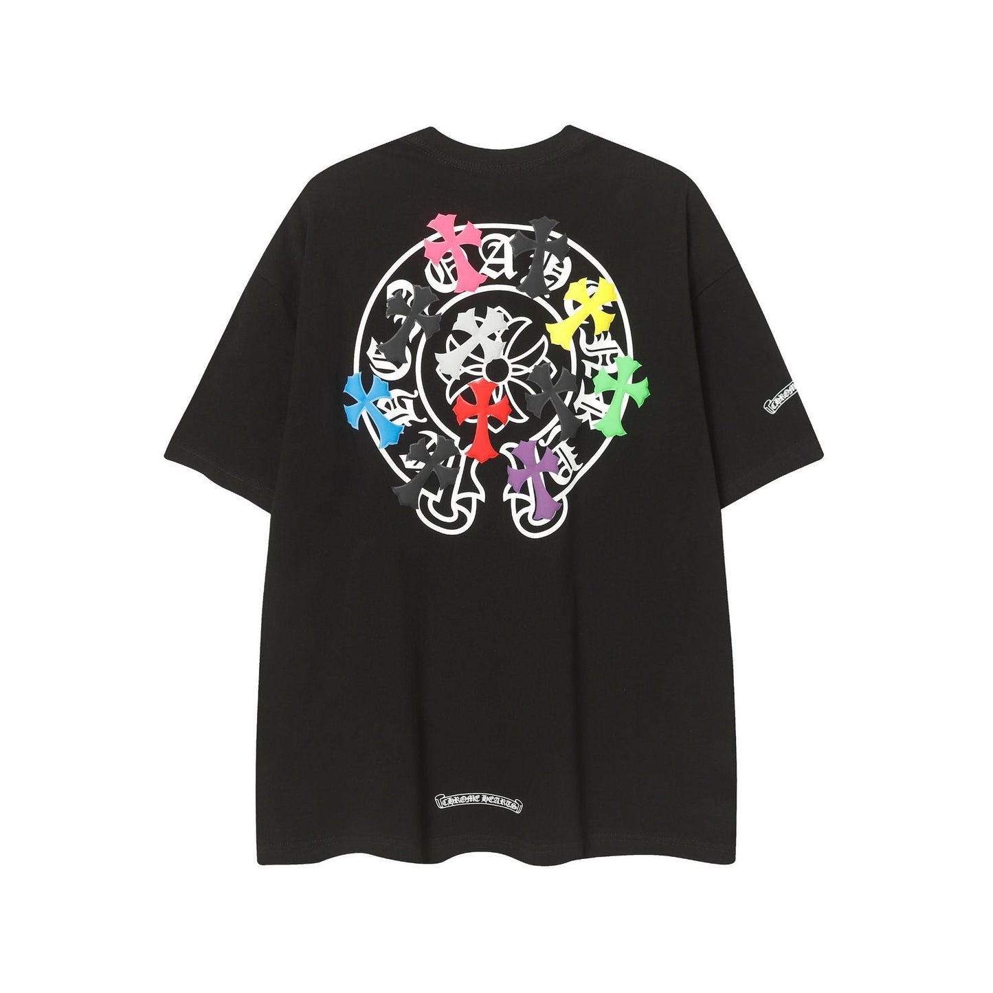 2025 New CHRM Heart Cross Sanskrit Patch Print Embroidery Loose Short Sleeve for Men and Women(2)