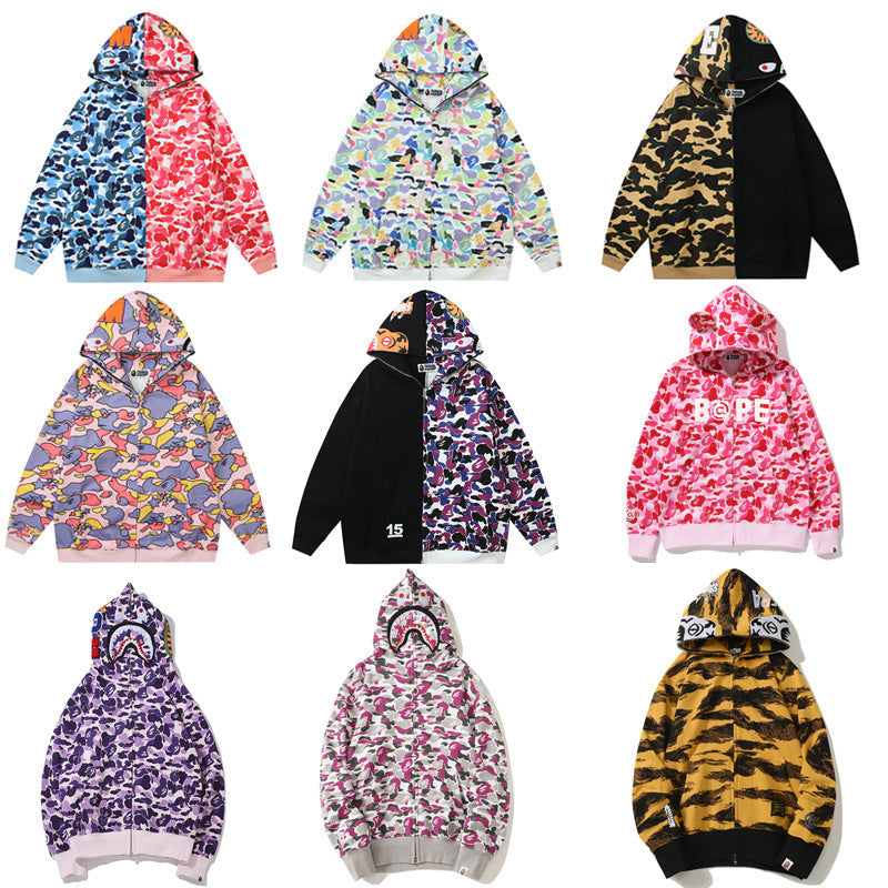 Baby Apee Shark Camo Zip Hoodie - Unisex Streetwear Jacket