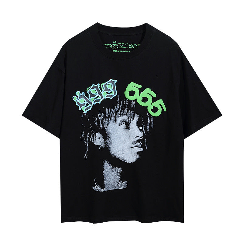 2025 New European and American Fashion Brand Male and Female Couples Wear plus Size Loose SP5-Der Spider Web Printed Short Sleeve T-shirt