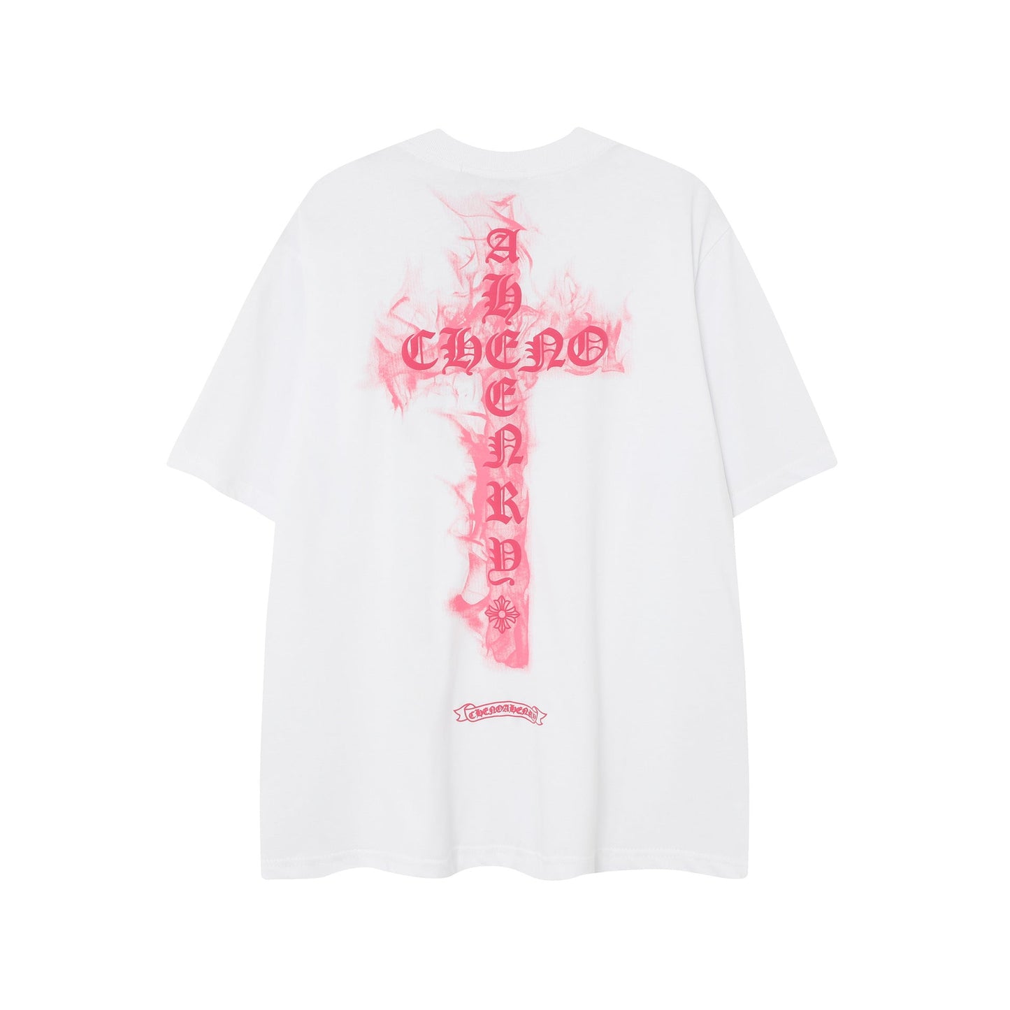 2025 New CHRM Heart Cross Sanskrit Patch Print Embroidery Loose Short Sleeve for Men and Women