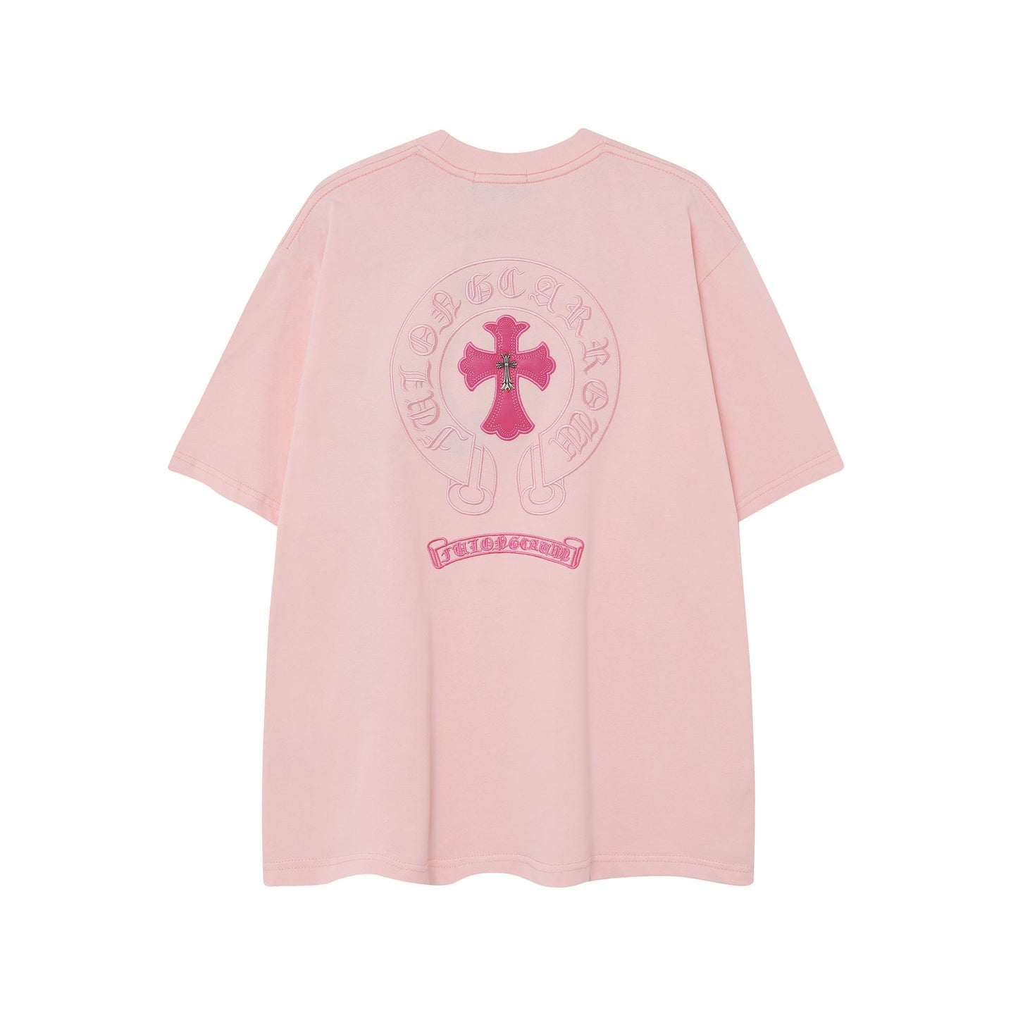 2025 New CHRM Heart Cross Sanskrit Patch Print Embroidery Loose Short Sleeve for Men and Women