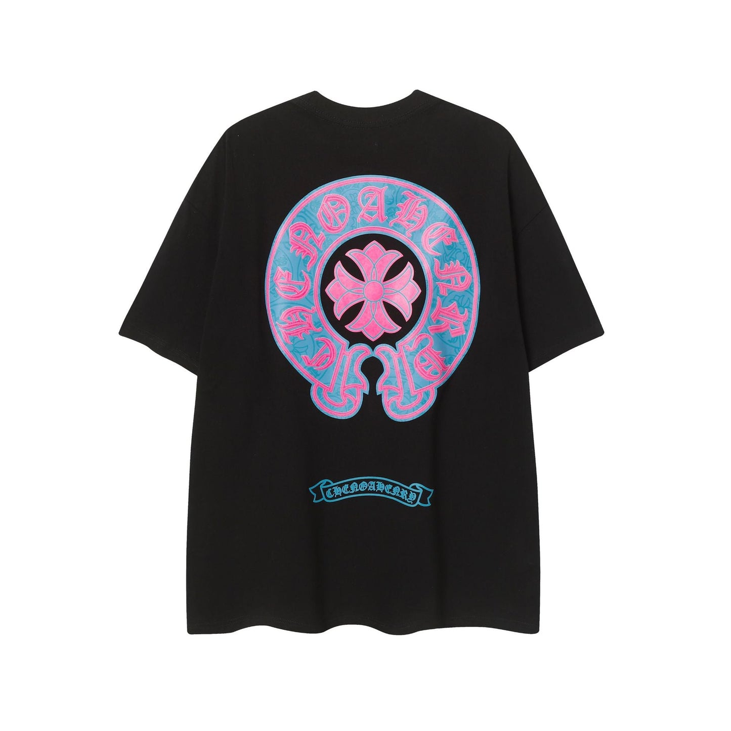 2025 New CHRM Heart Cross Sanskrit Patch Print Embroidery Loose Short Sleeve for Men and Women(2)