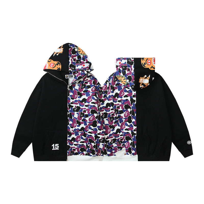 Baby Apee Shark Camo Zip Hoodie - Unisex Streetwear Jacket