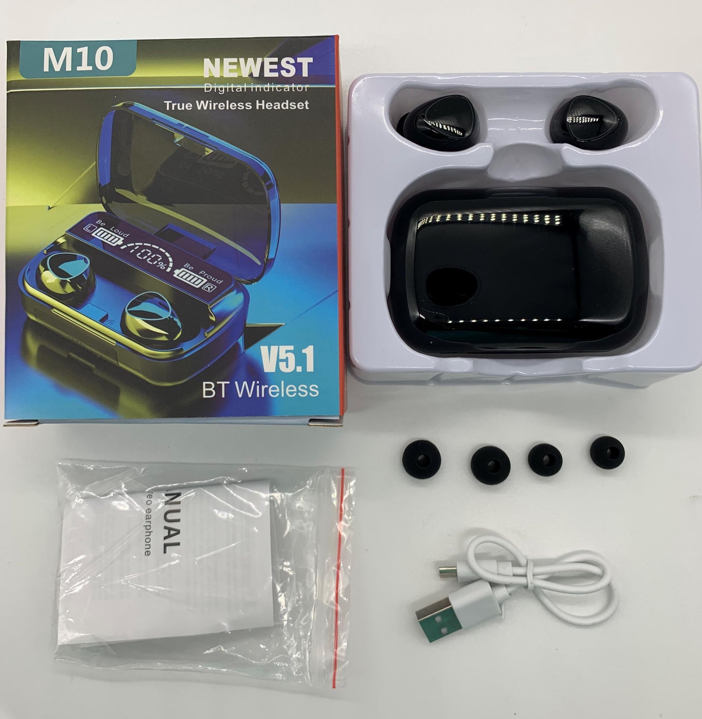 M10 TWS headset wireless earphone with Power Good quality headphones