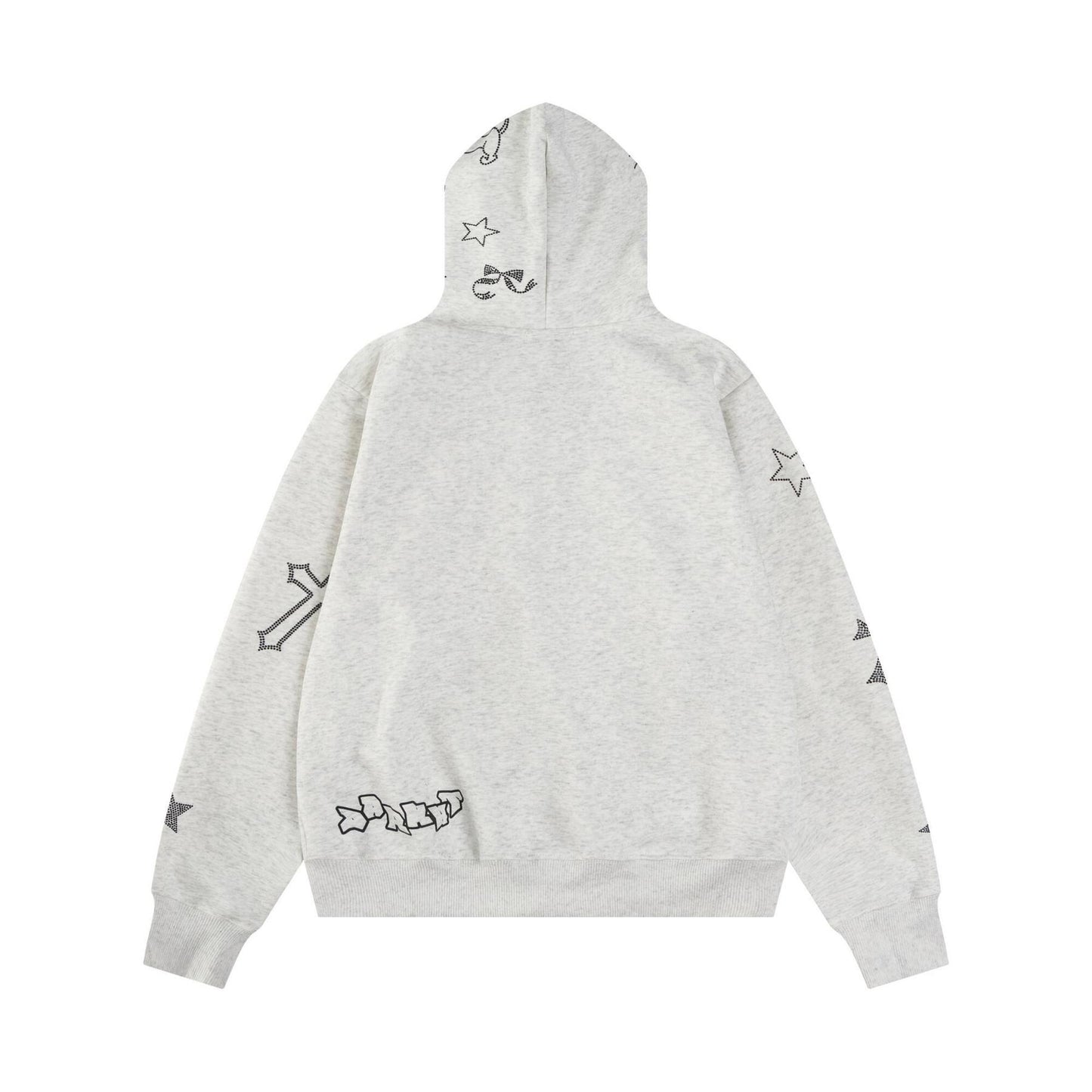Unisex rhinestone graphic zip-up hoodie detail 1