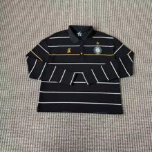 VARIANT_IMAGE::Striped Long Sleeve Polo / Black | Embroidered streetwear style