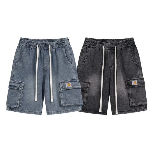 Vintage washed cargo denim shorts image 1