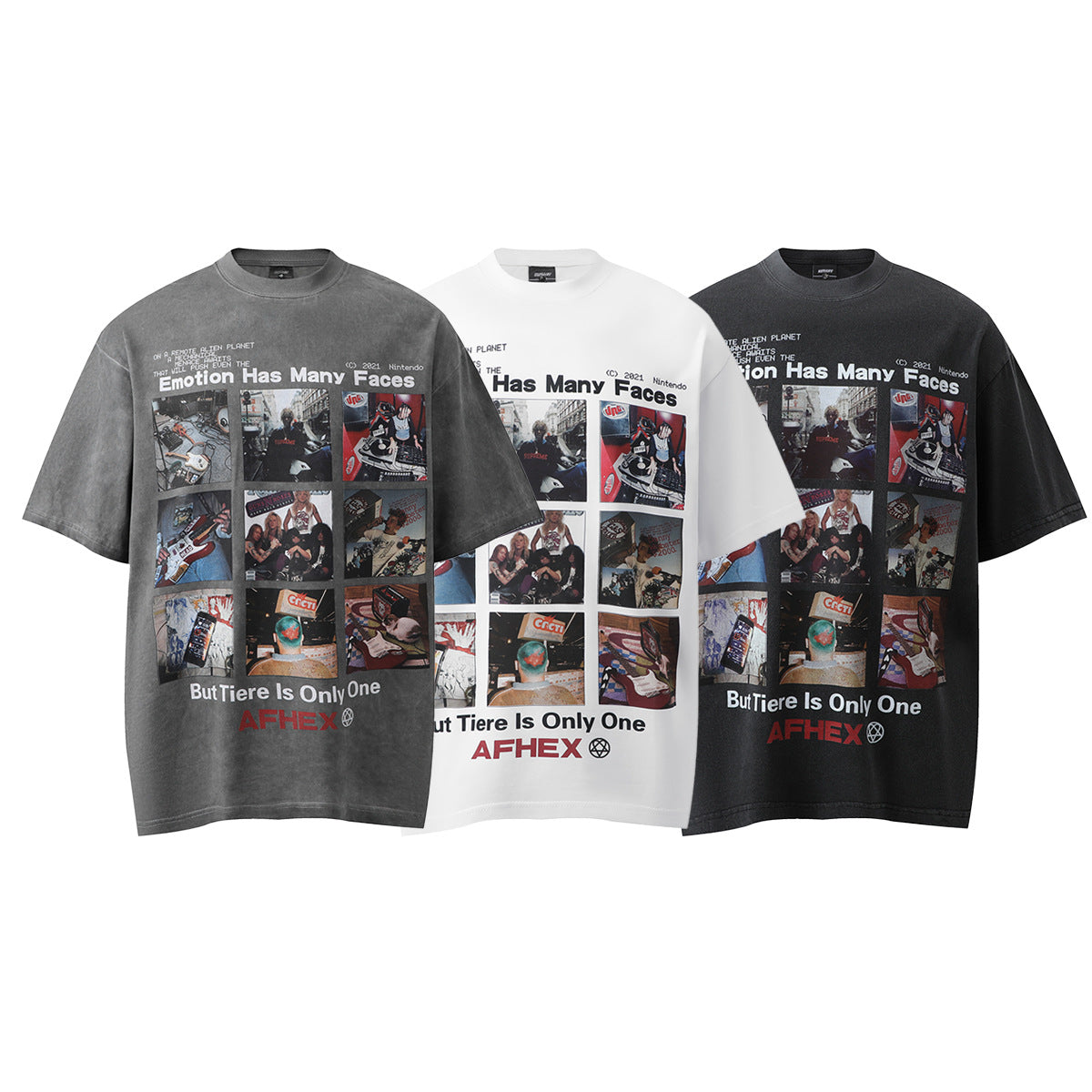 Men's washed cartoon graphic T-shirt image 5