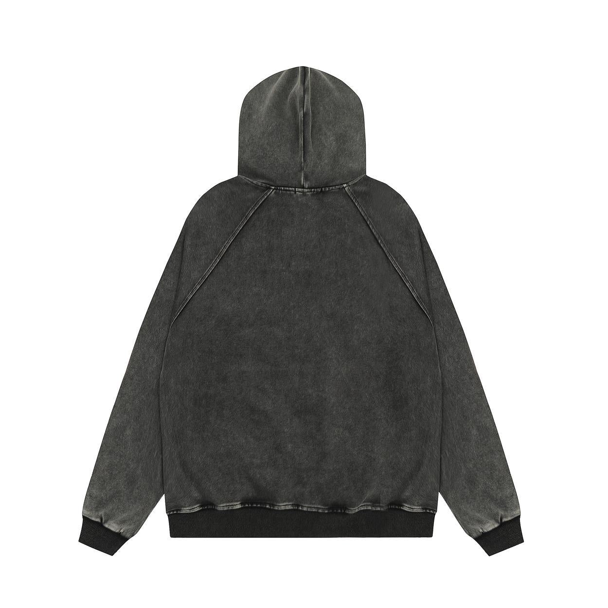 Unisex guitar graphic fur-trim zip-up hoodie detail 2