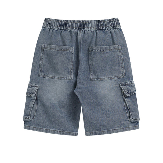 Vintage washed cargo denim shorts image 2