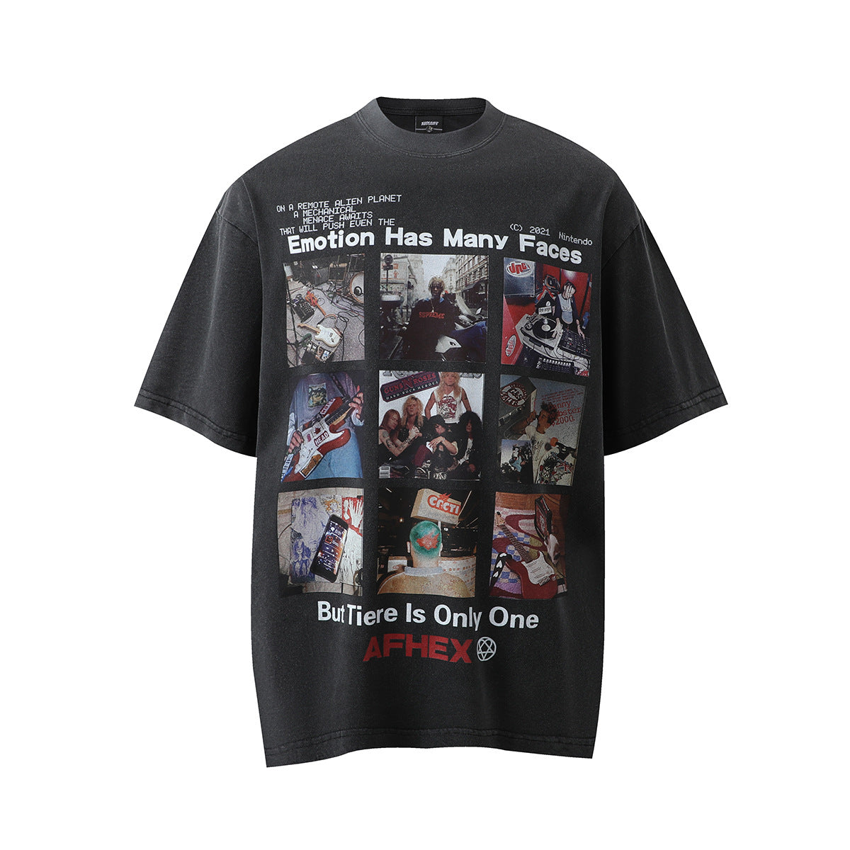VARIANT_IMAGE::Black L24093 | Washed cartoon graphic T-shirt