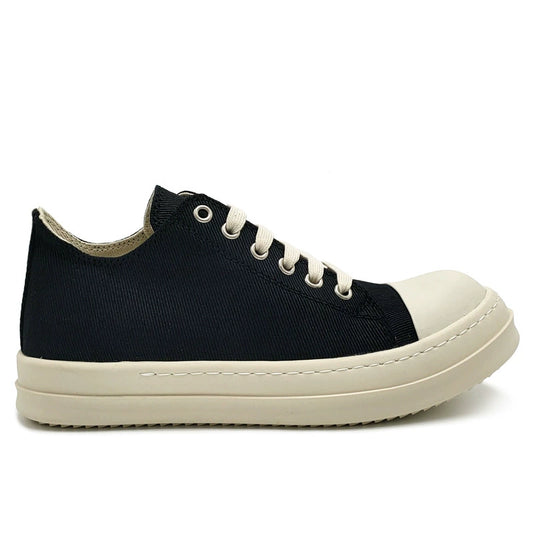 Black canvas low-top platform sneakers image 2