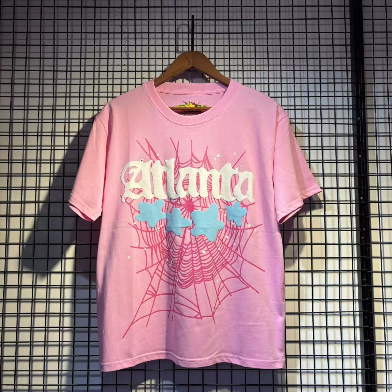 2025 New European and American Fashion Brand Male and Female Couples Wear plus Size Loose SP5-Der Spider Web Printed Short Sleeve T-shirt