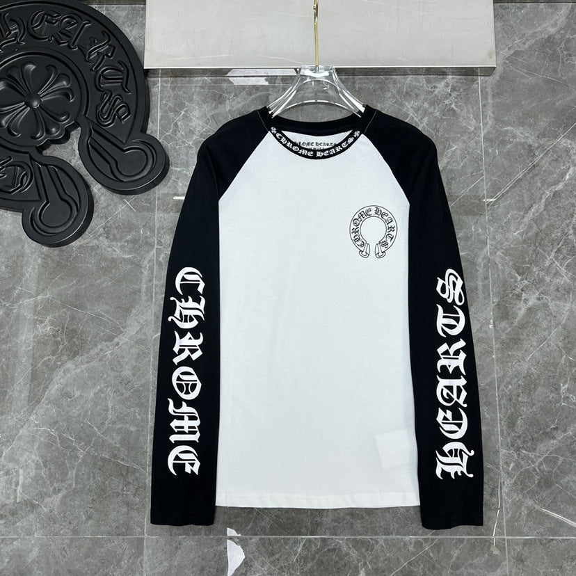 Ch Hearts 25SS Color Block Raglan Long Sleeve T-Shirt - Unisex Cotton Tee