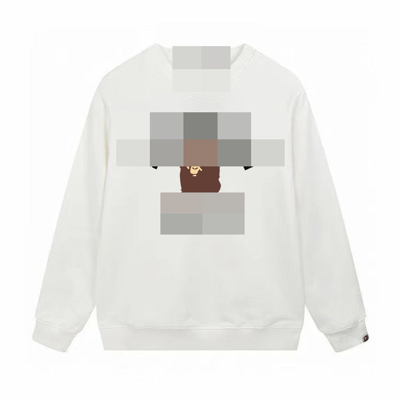 GMabcd Terry Sweatshirt for Men, Autumn and Winter Long Sleeve Letter Print Loose Round Neck Pullover Casual Top Trendy
