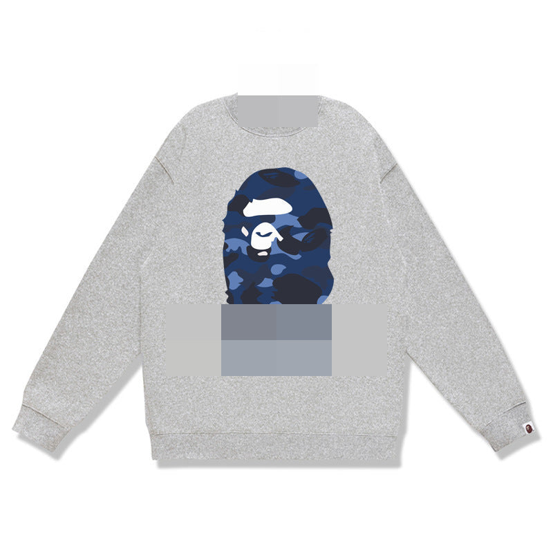 GMabcd Terry Sweatshirt for Men, Autumn and Winter Long Sleeve Letter Print Loose Round Neck Pullover Casual Top Trendy