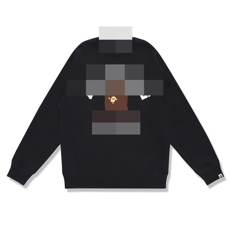 GMabcd Terry Sweatshirt for Men, Autumn and Winter Long Sleeve Letter Print Loose Round Neck Pullover Casual Top Trendy