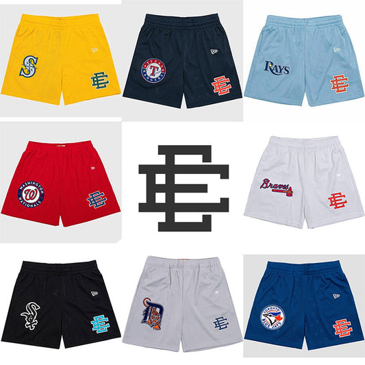 E-E Men's Casual Shorts Muscle Type Summer Fitness Sports Five-Point Shorts European and American Trend Brand Collaboration Shorts