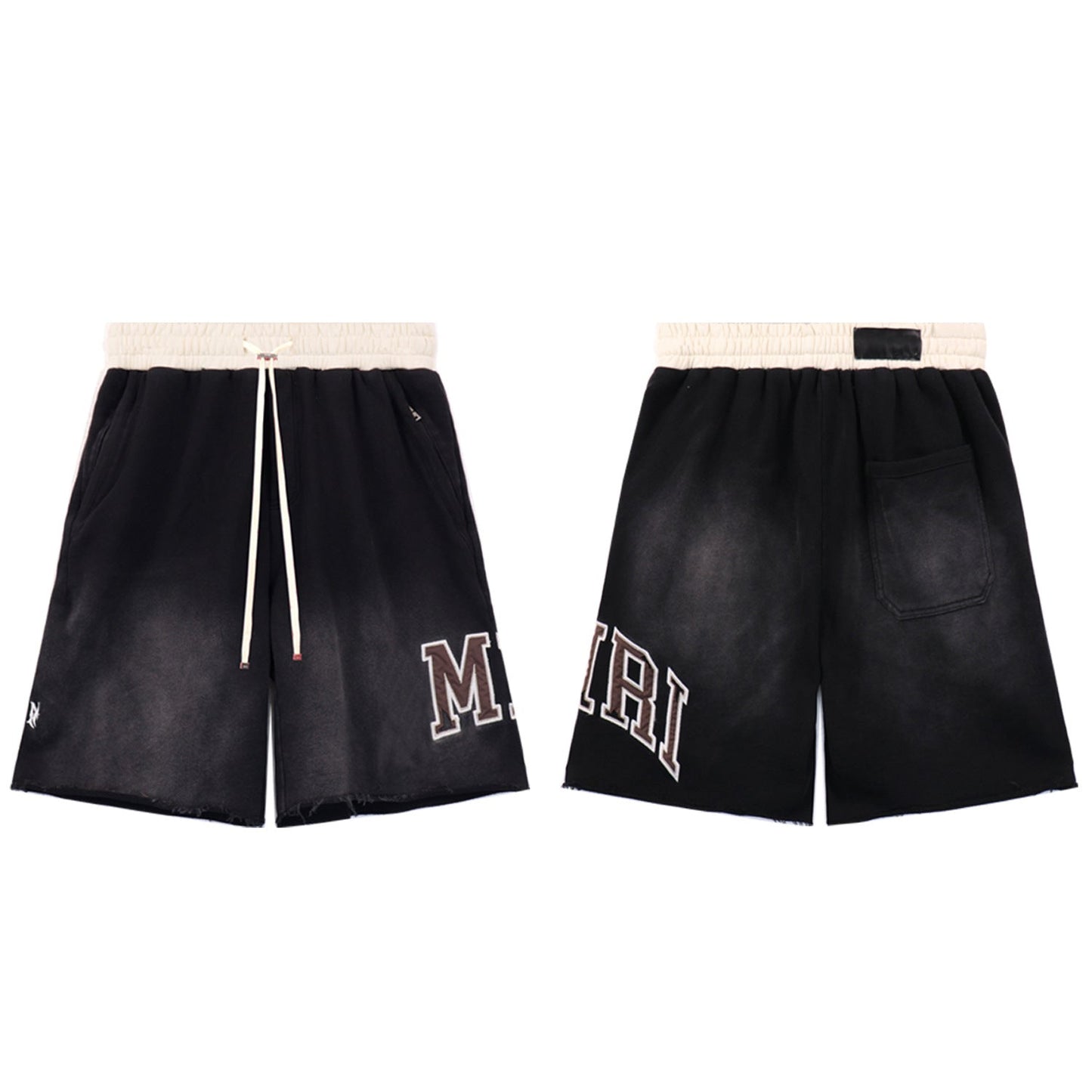 Ami Summer Washed and Worn Casual Letter American T-shirt Loose Men's and Women's Same Shorts Suit