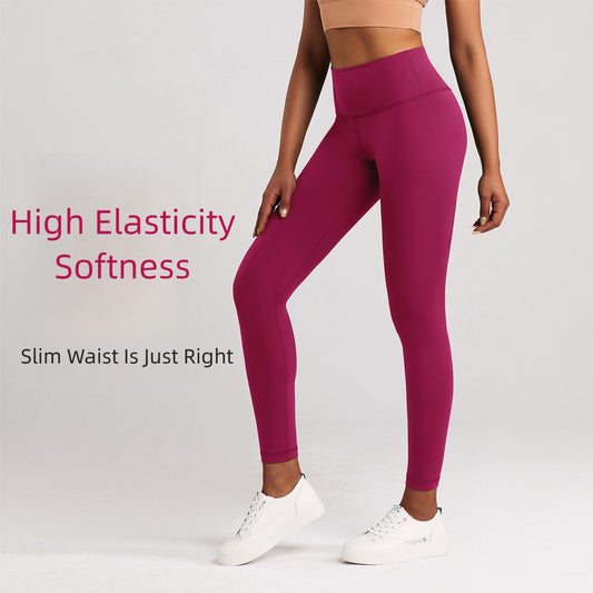 Lulu Yoga Pants Women's High Elastic Nude Feel Brushed Sports Running Fitness Pants High Waist Hip Lift Skinny Pants Slim Fit