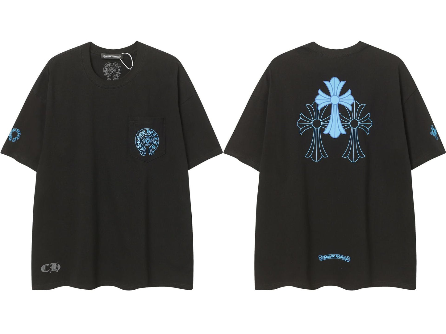 2025 New CHRM Heart Cross Sanskrit Patch Print Embroidery Loose Short Sleeve for Men and Women(2)