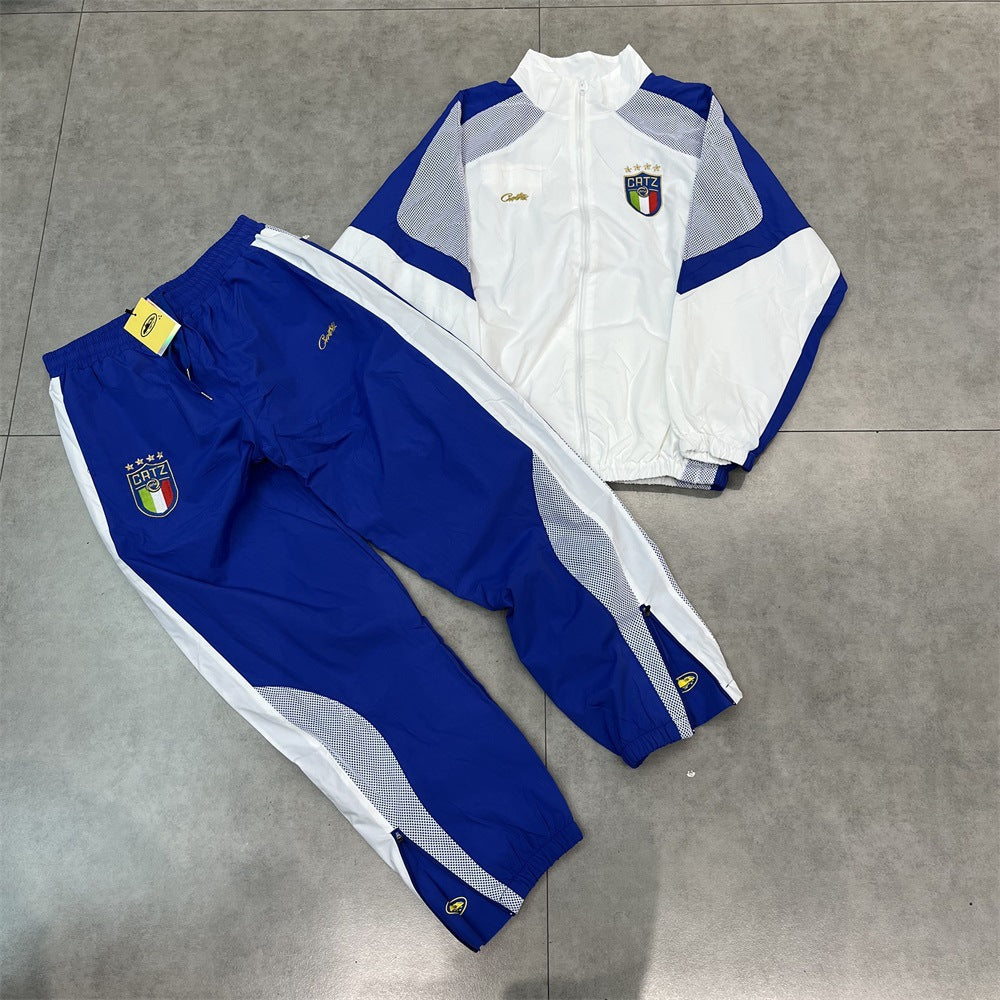 New Corteiz Suit embroidered logo casual sports suit with thin long pants and zipper for men spring athletic wear
